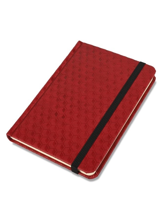 FIS® Executive Notebook, Italian PU Materials, A6 Size(105x148mm,) Round Corners, 96 Sheets, Single Ruled, 70gsm Italian Ivory Paper with Elastic Band Closure, 1 Piece, Maroon Color-FSNBEXA6MRD3 - Image 1